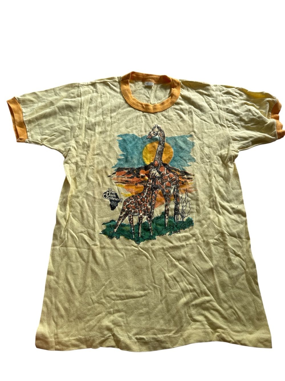 Vintage Busch gardens  Giraffe Graphic Ringer single stitch tee